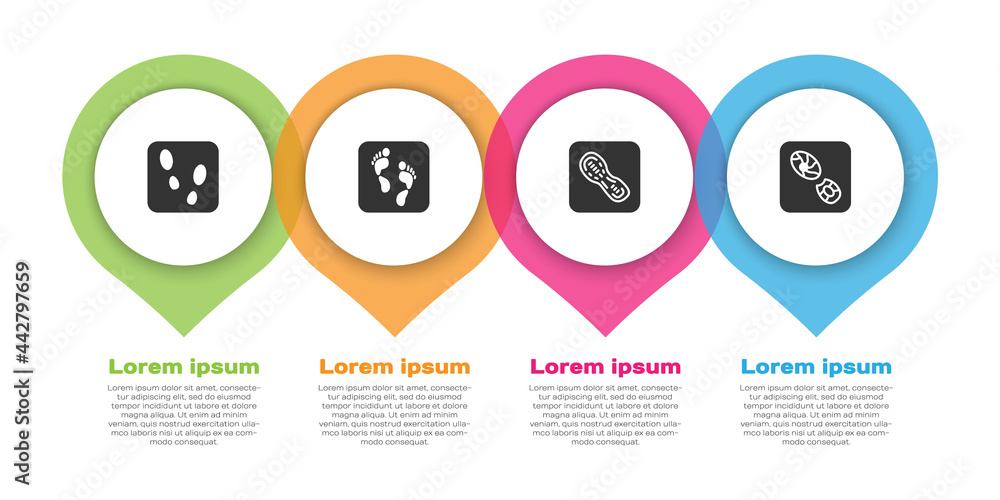 Set Human footprints shoes，and.Business infographic template.Vvector（设置人类足迹鞋和商业信息图模板.Vvector）