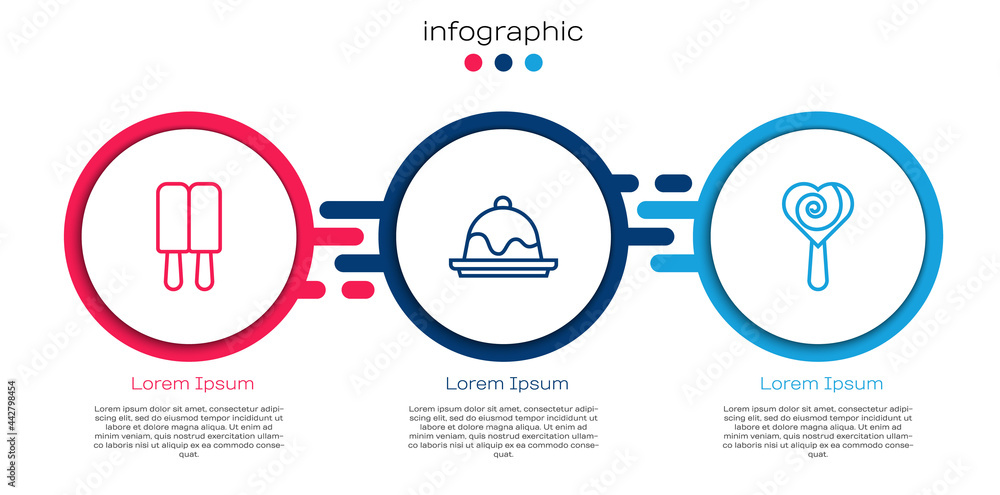 冰淇淋、蛋糕和棒棒糖系列。商业信息图模板。矢量