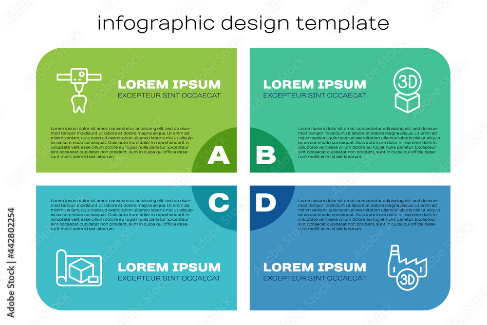 Set line Graphing paper for engineering, 3D printer tooth, Printing house industry and Isometric cub