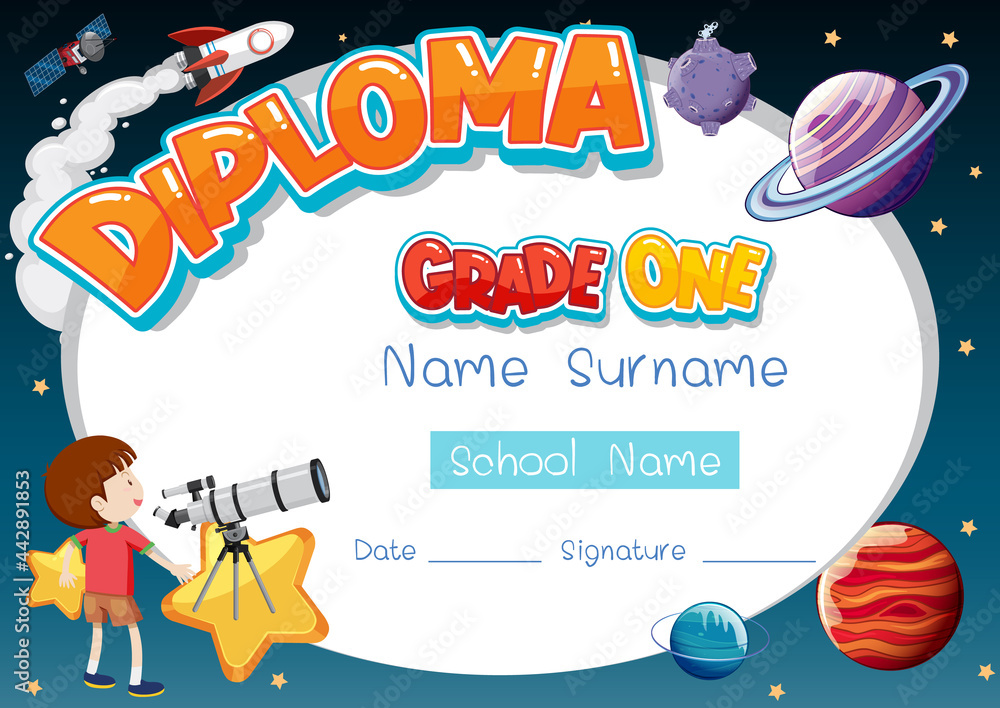 Diploma or certificate template for school kids