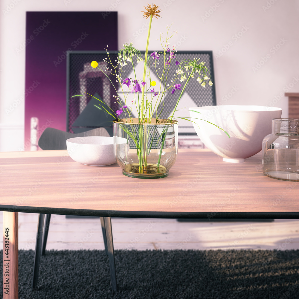 Modern Table Set With Decor (focus) - 3D Visualization