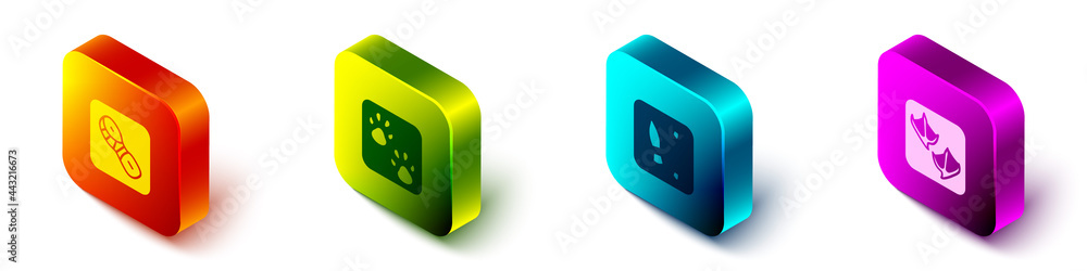 Set Isometric Human footprints shoes, Paw, and Seagull paw icon. Vector