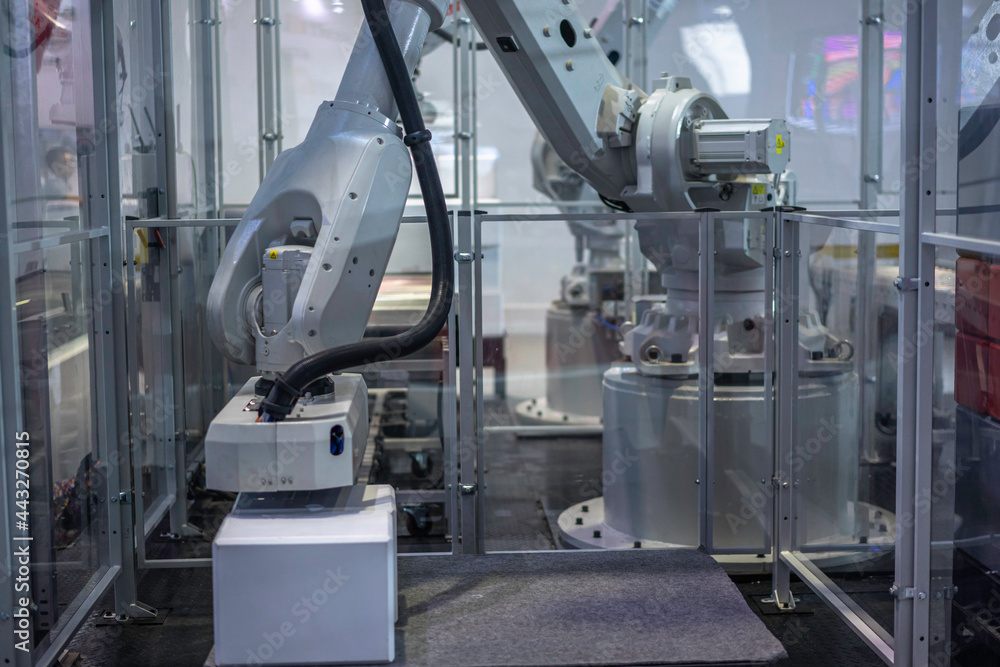 robot arm working in factory