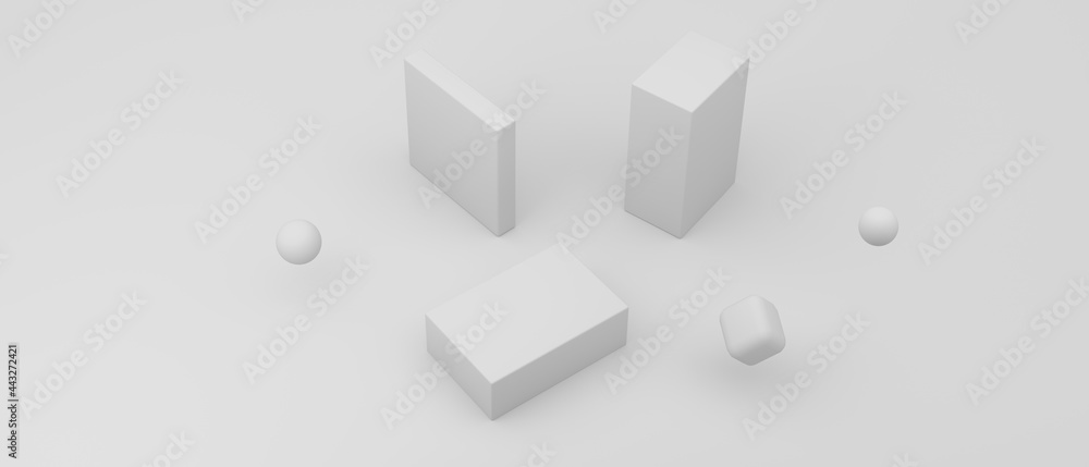 Abstract 3D render of cylinder podiums