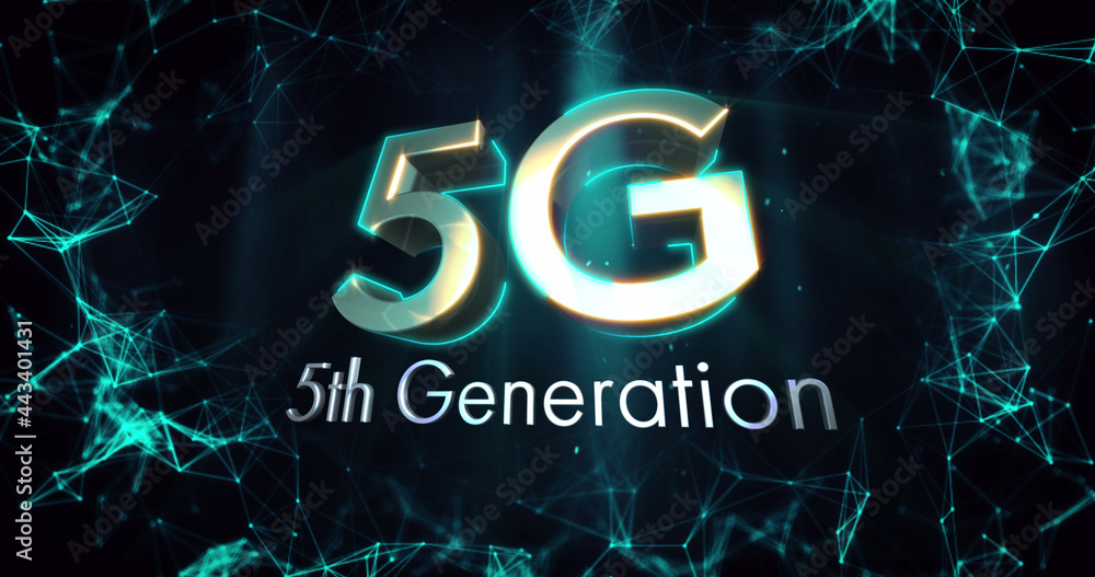 Image of 5g 5th generation text over network of connections