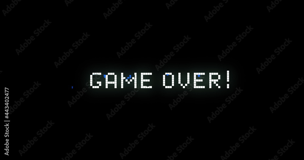 Game over text flickering against black background