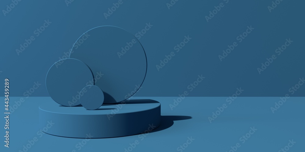 3D render of podium and circles