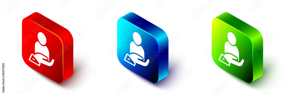 Isometric Life insurance in hand icon isolated on white background.Security，safety，protection，pr（等轴测