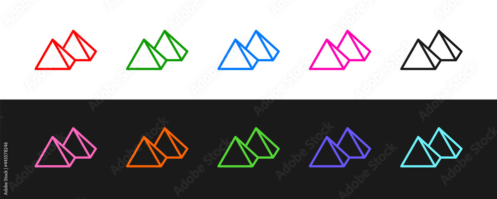 在黑白背景上隔离的埃及金字塔图标。古埃及的象征。矢量