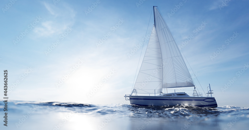 Sailing yacht on the ocean