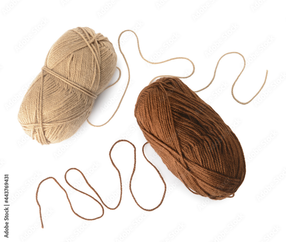 Knitting yarn on white background