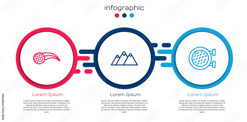 设置线高尔夫球，山地和运动俱乐部。商业信息图模板。矢量