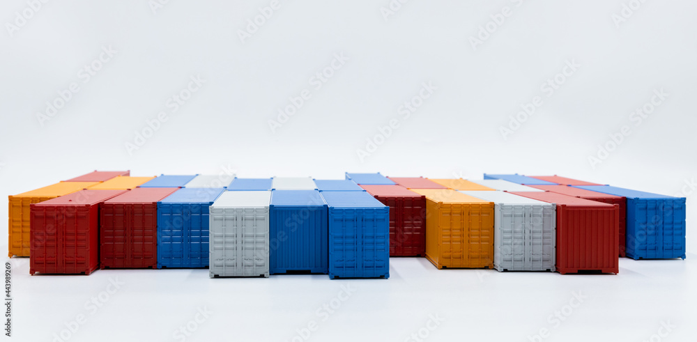 Freight shipping container isolated on white background, Cargo containers global business company in