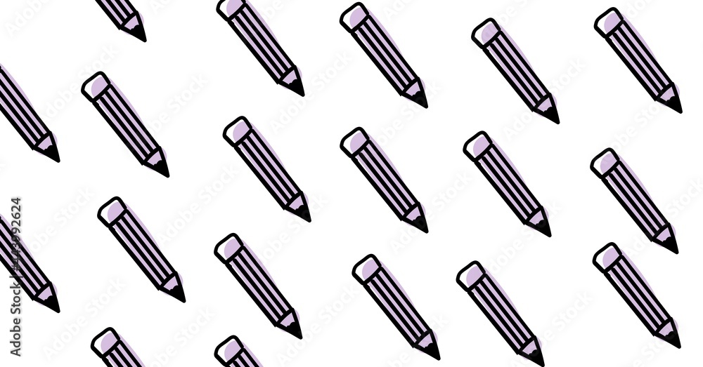 Composition of black and white pencils on white background