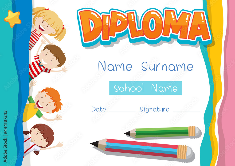 Diploma or certificate template for school kids