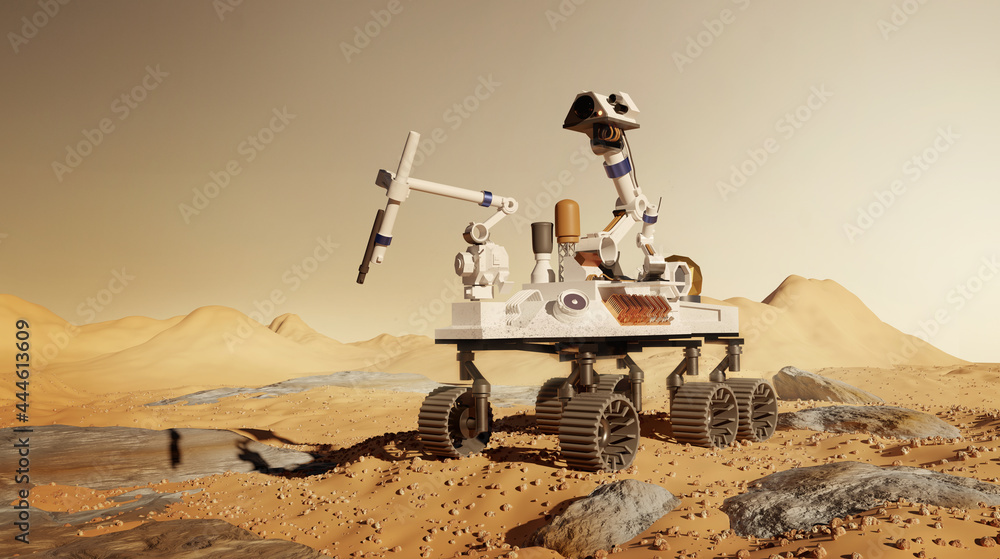 A robotic rover mission to  Mars, exploring and performing science experiments on the martian surfac