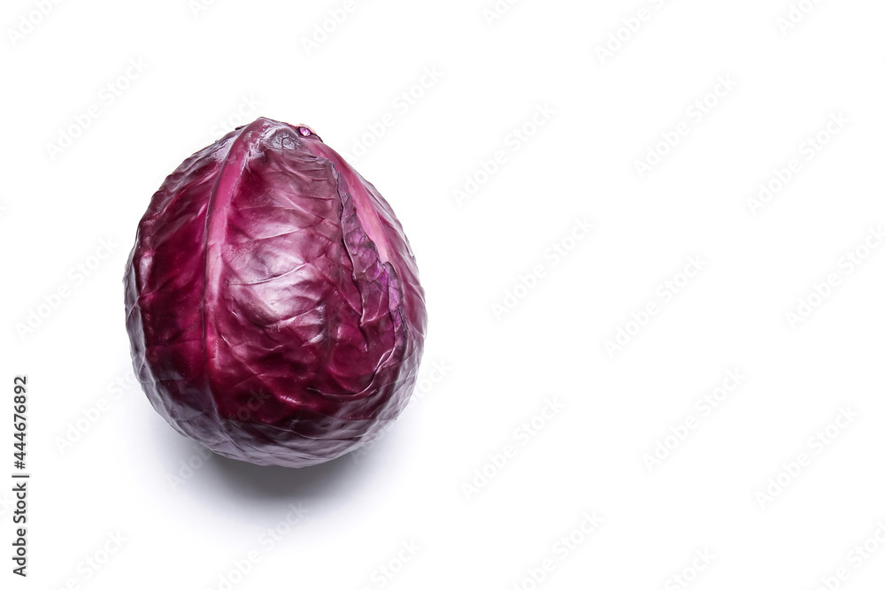 Fresh purple cabbage on white background