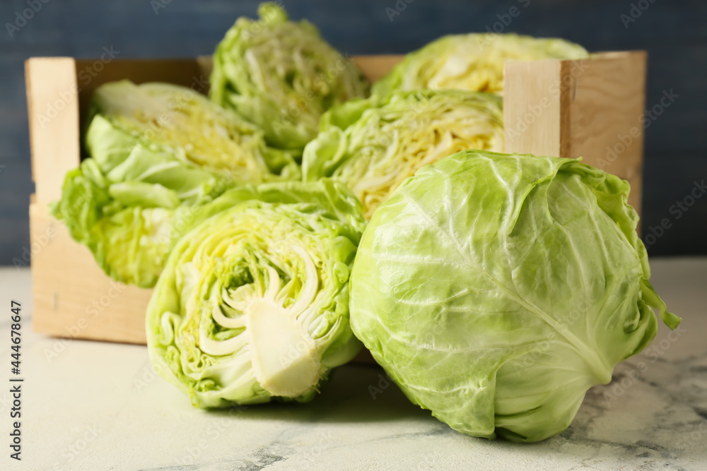 Fresh cabbage on light table