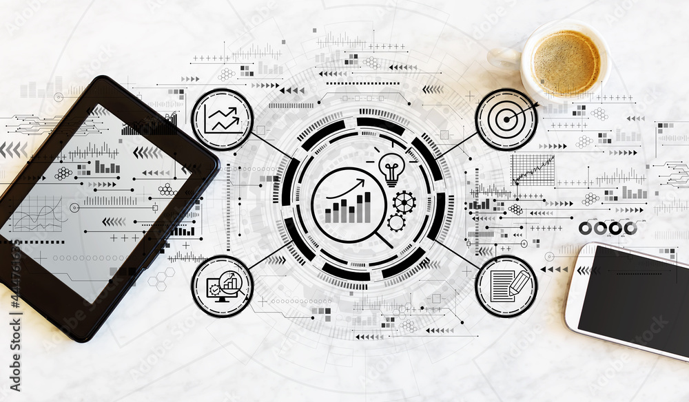 Data Analysis concept with tablet and phone