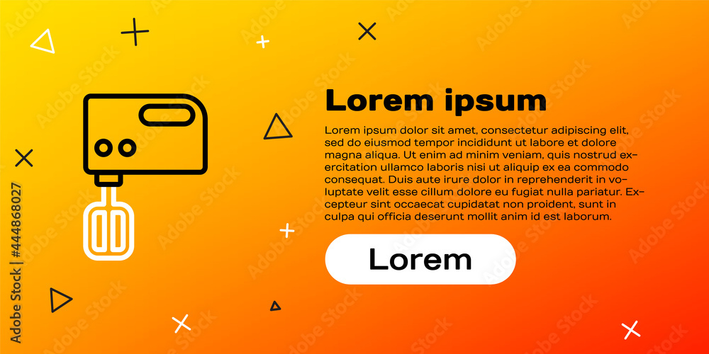 Line电动搅拌器图标隔离在黄色背景上。厨房搅拌器。彩色轮廓概念。V