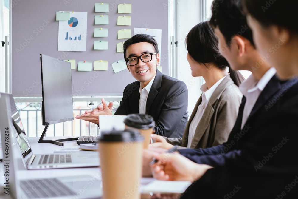 Everyone shares ideas together in the meeting