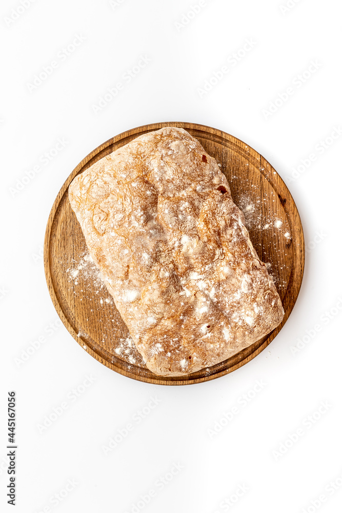 Bakery food background. Loaf of bread top view