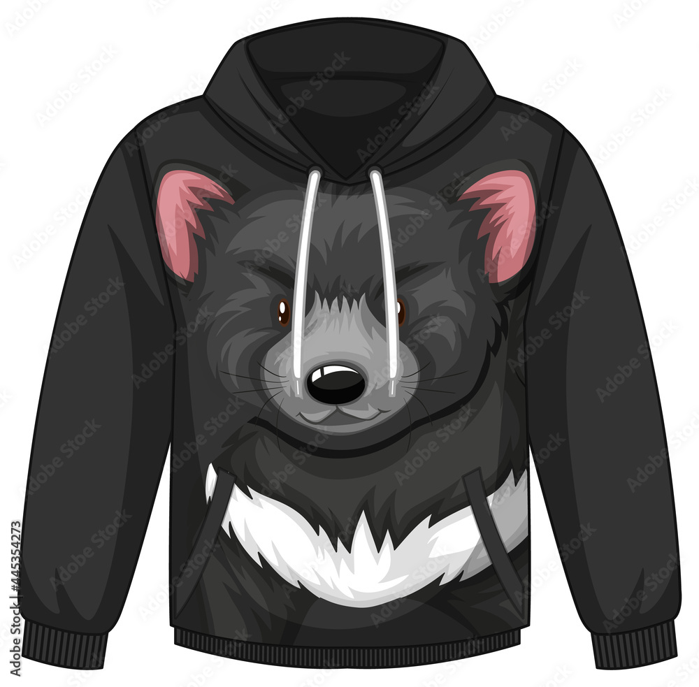 Front of hoodie sweater with black bear pattern