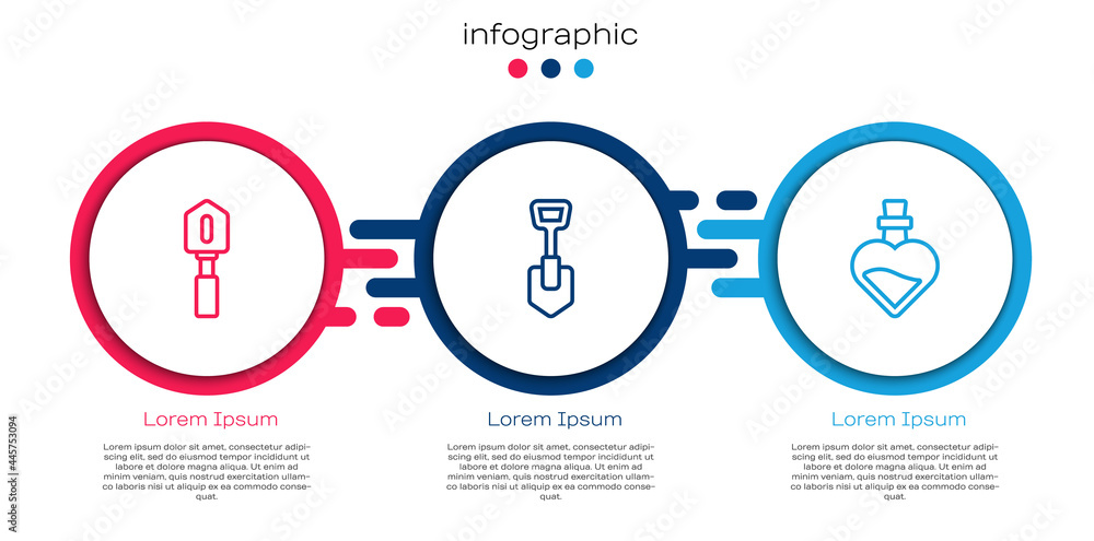 Set line铲子，and Bottle with love potential。商业信息图模板。Vector