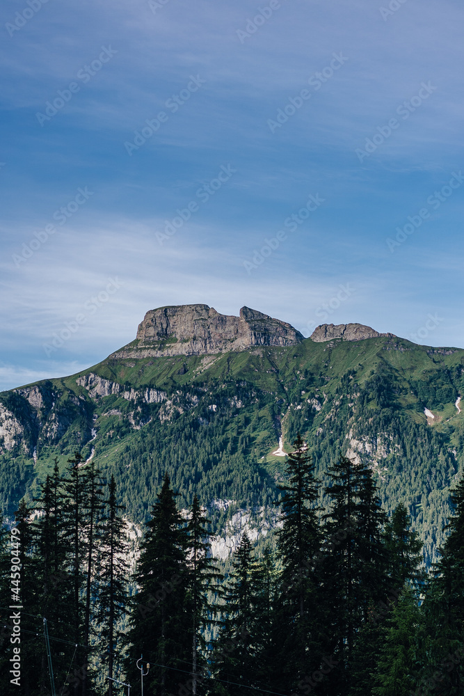 View of the Piz de Soforcela, Dolomites, Italy. High peak of Soforcela above Canzeis, Dolomites.