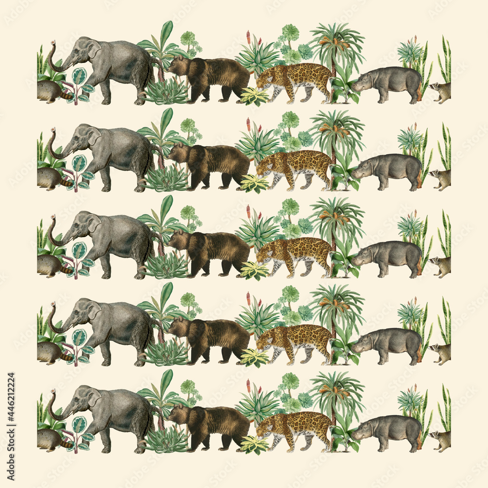 Wildlife editable pattern brush vector mixed animals compatible with ai