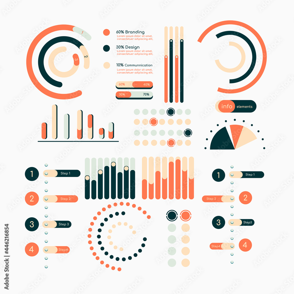 Orange  infographic design elements vector collection