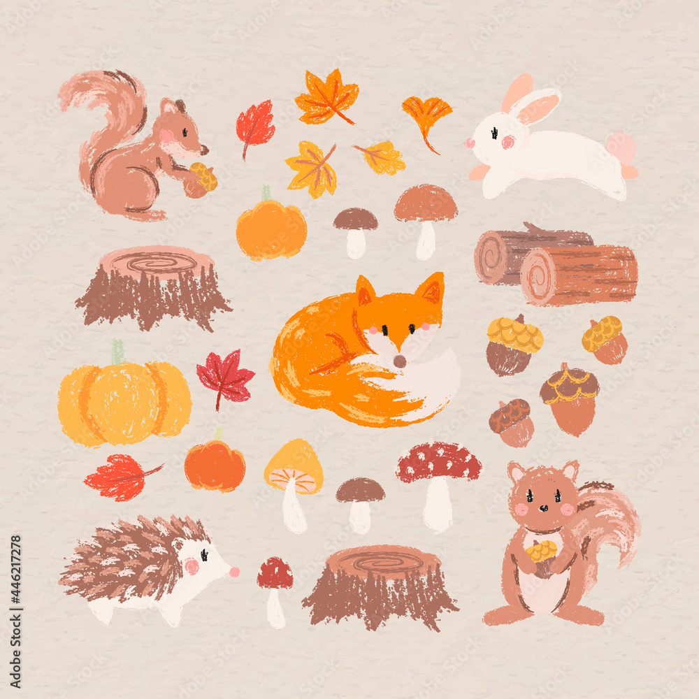 Autumn design elements vector set