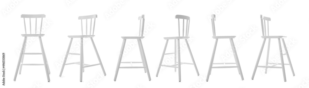 Set of modern chair on white background