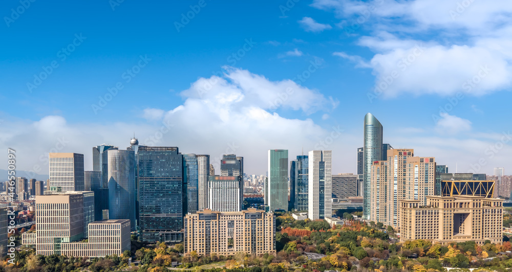 Aerial photography of modern urban architectural landscape in Hangzhou, China