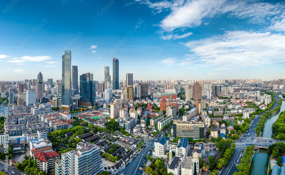 中国无锡城市建筑景观航拍