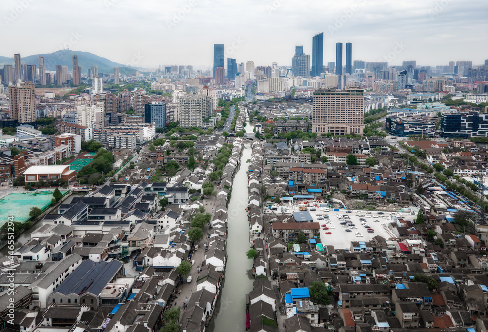 中国无锡城市建筑景观航拍