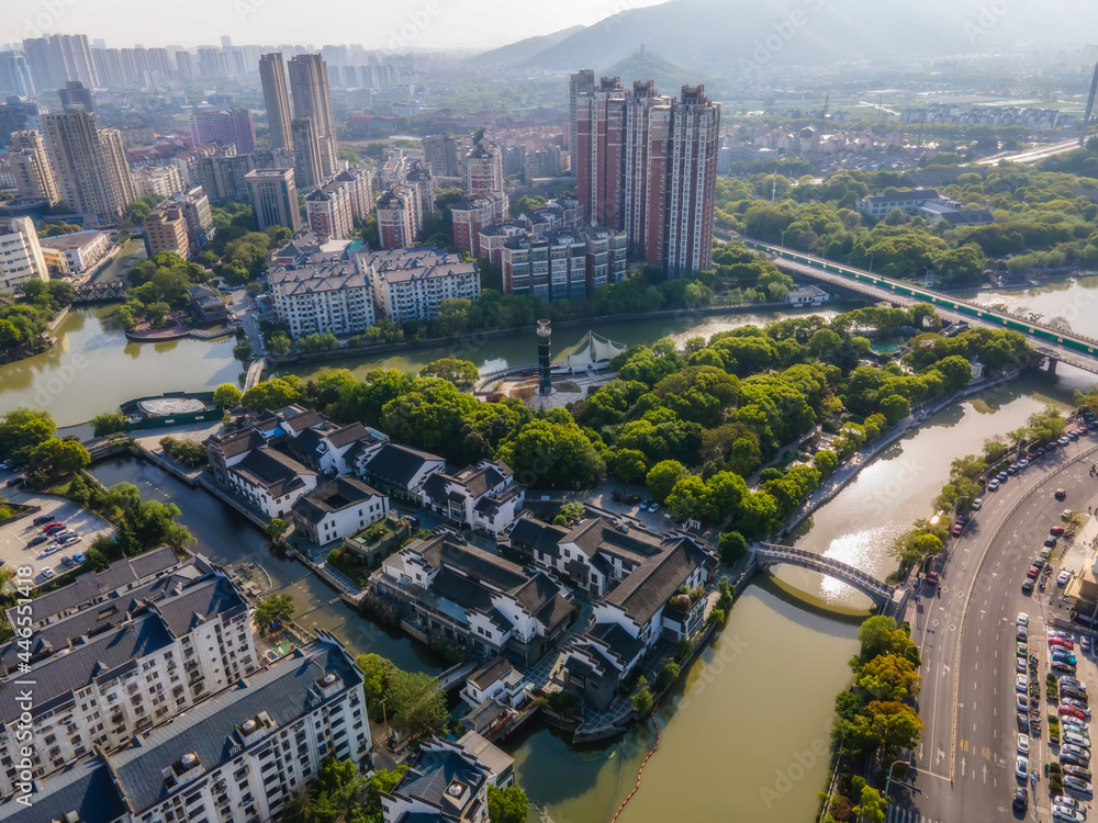 中国无锡城市建筑景观航拍