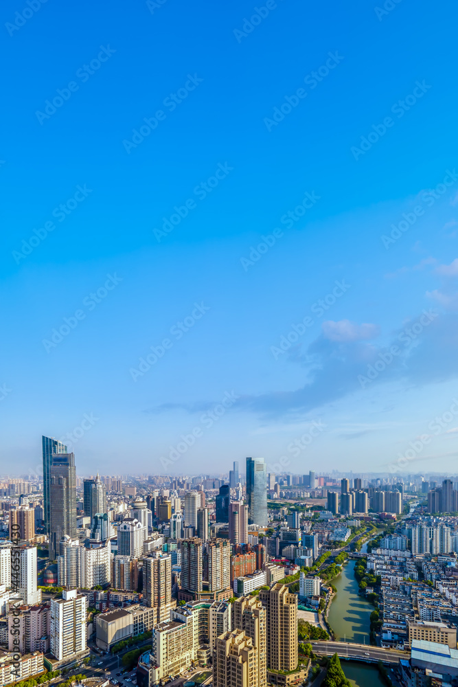 Aerial photography of Wuxi city architecture landscape in China