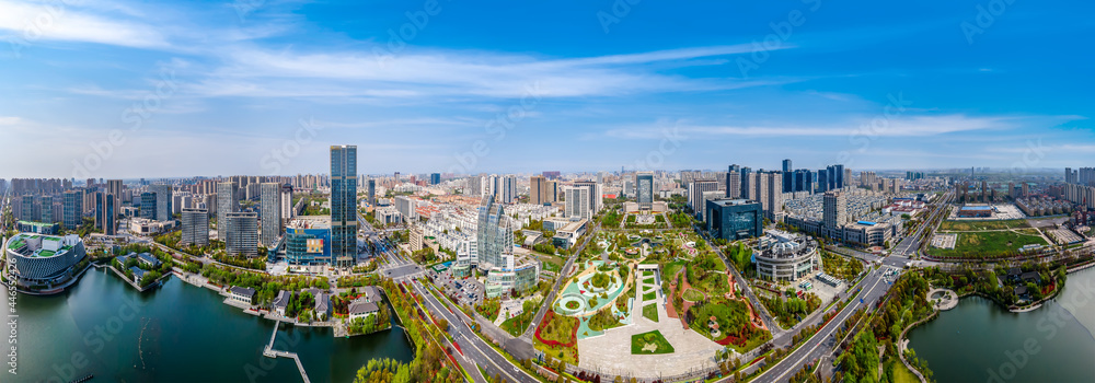 Aerial photography of the architectural landscape of Yancheng, China