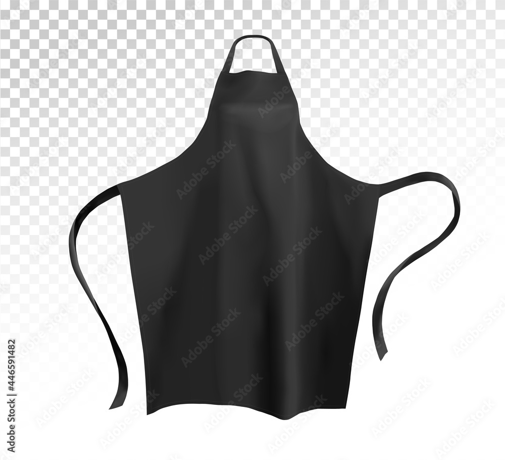 Unfolded black apron. Mockup. Vector illustration.