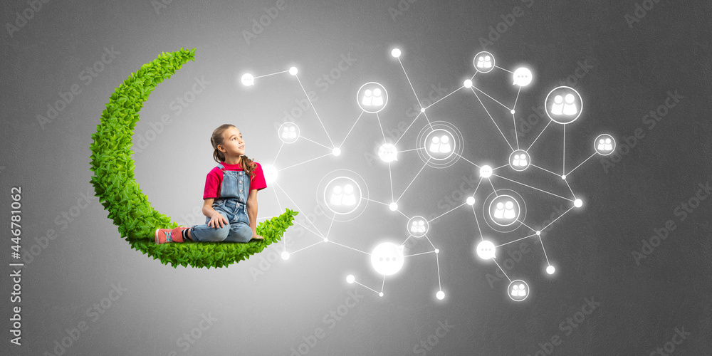 Idea of children Internet communication or online playing and parent control