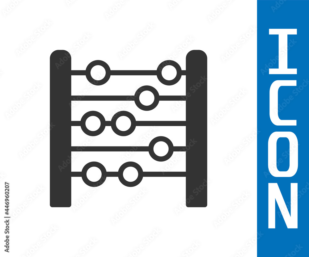 白色背景上隔离的灰色算盘图标。传统计数框。教育标志。Mathemati