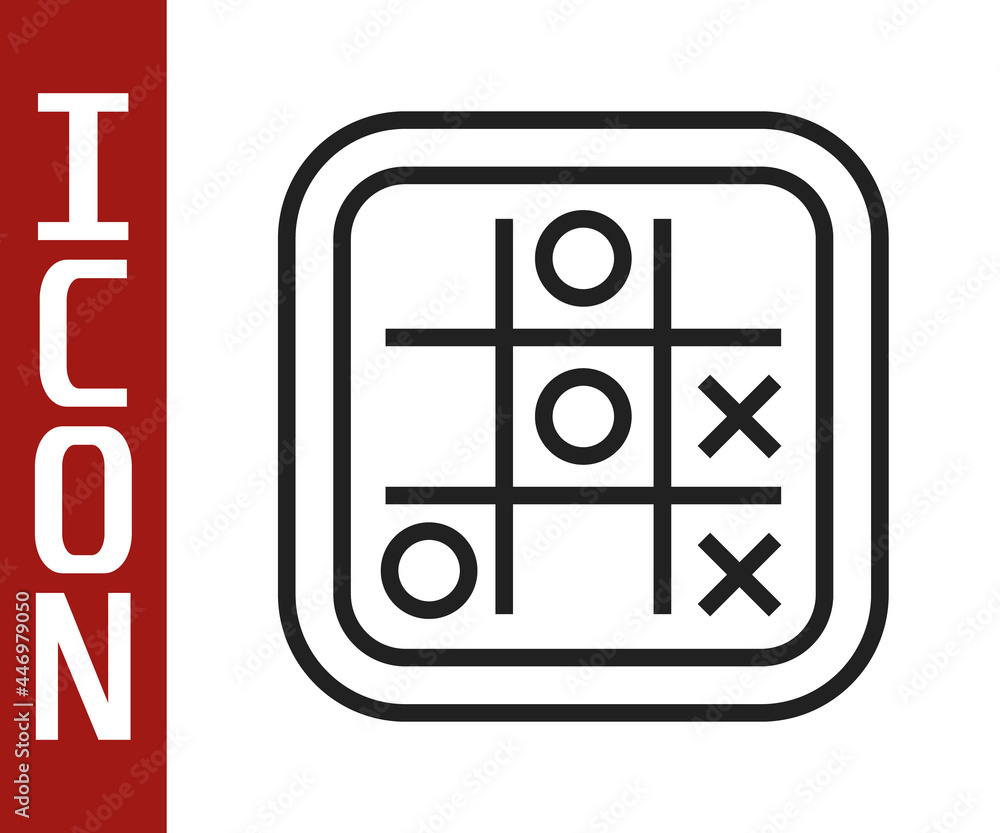 Black line Tic tac toe game icon isolated on white background. Vector