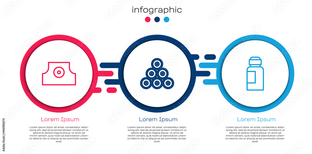 Set line Spray can nozzle cap, Paint spray and Paint, gouache, jar, dye. Business infographic templa