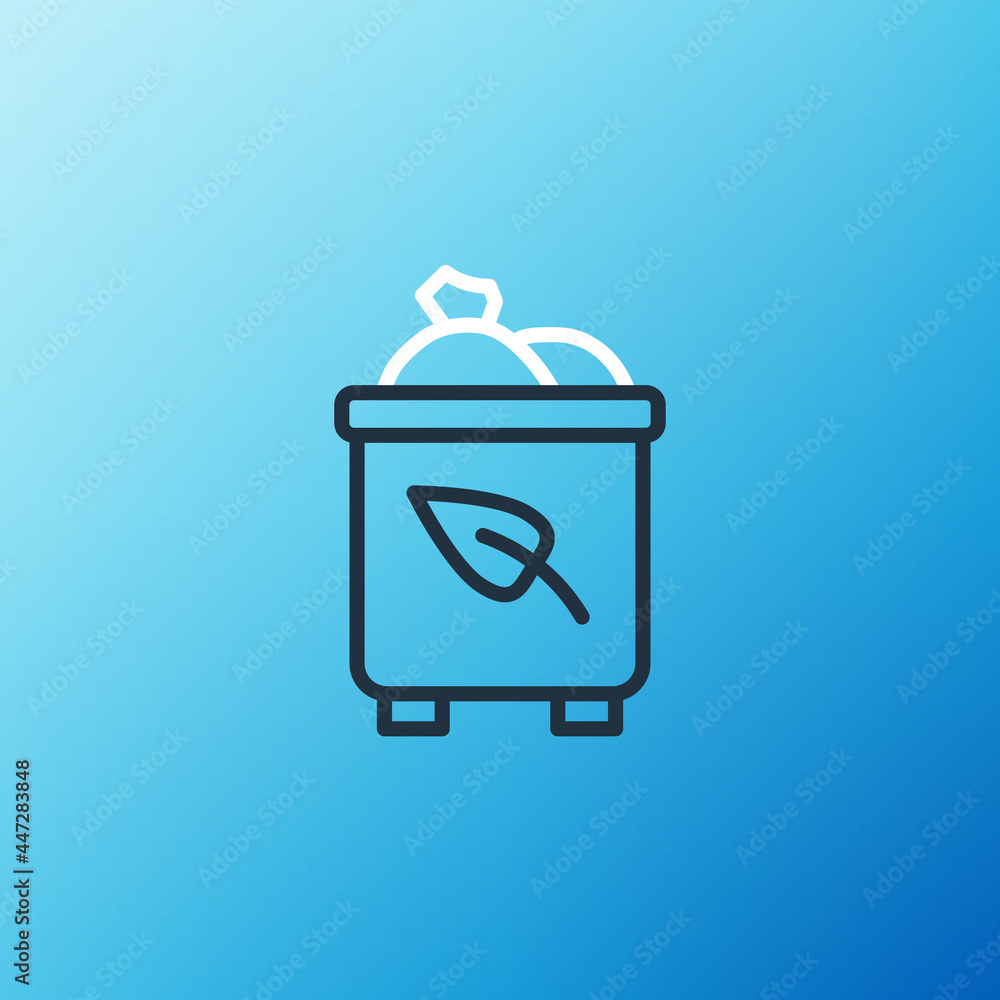 Line Recycle bin with recycle symbol icon isolated on blue background. Trash can icon. Garbage bin s