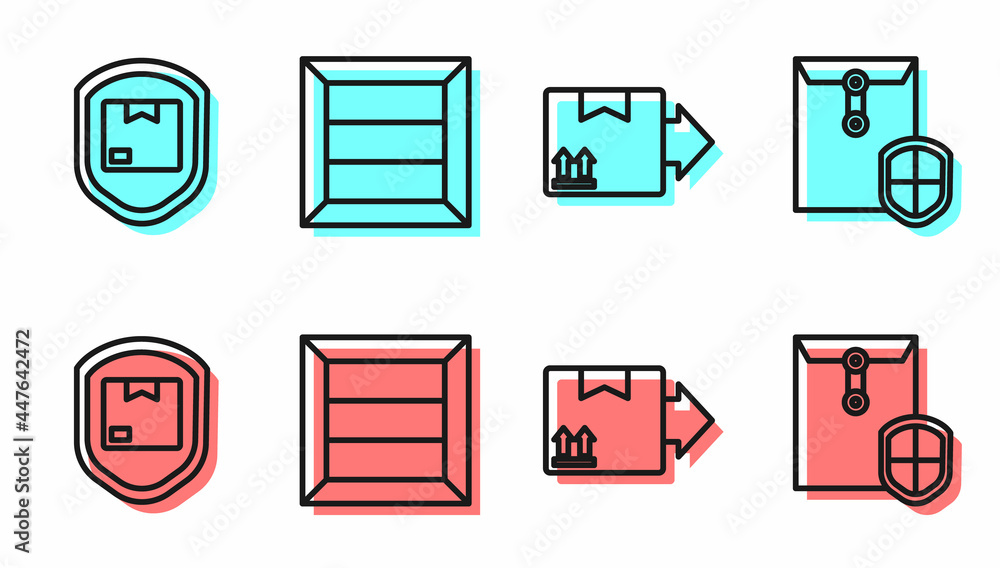 带交通标志的固定线路纸板箱、带防护罩的快递包、木箱和信封