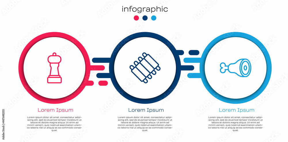 辣椒、烤排骨和鸡腿。商业信息图模板。矢量