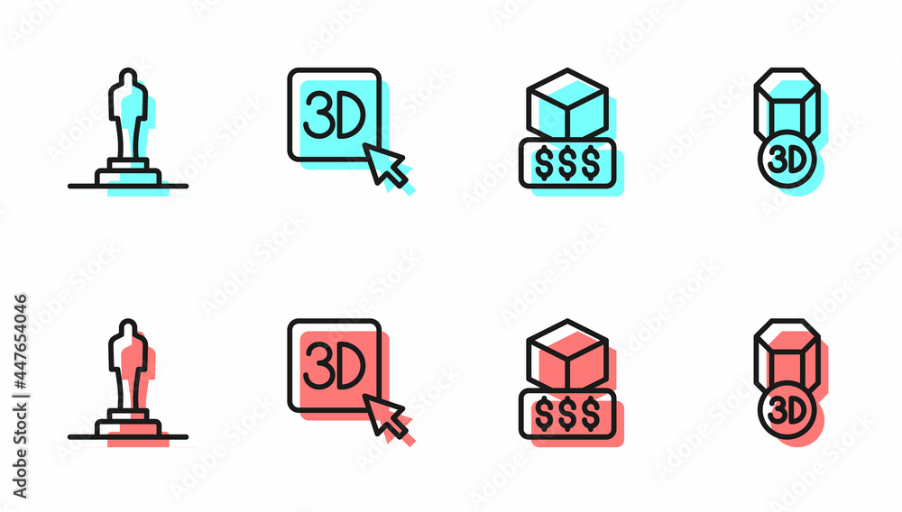 设置行3D打印机服务、型号和图标。矢量