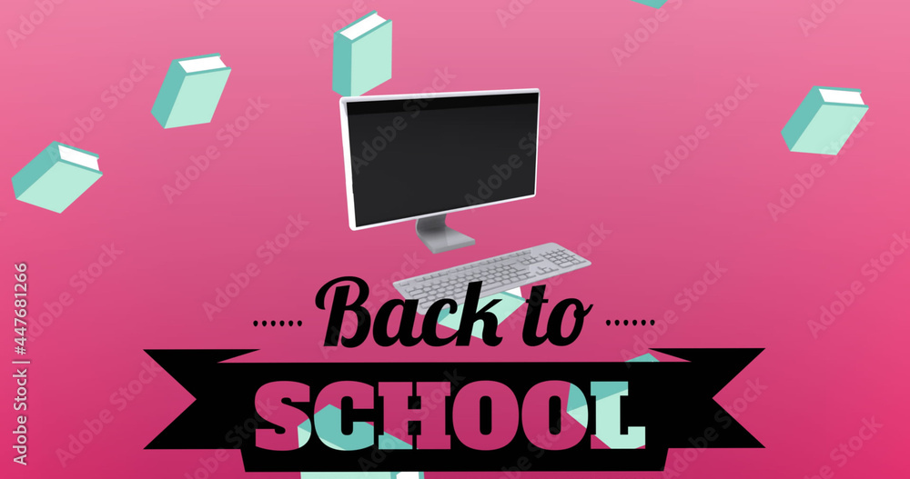 Image of back to school text on pink background