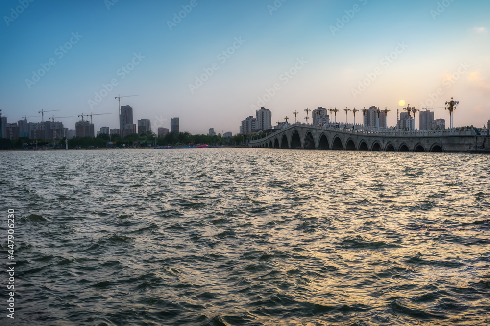 山东聊城城市建筑天际线街景